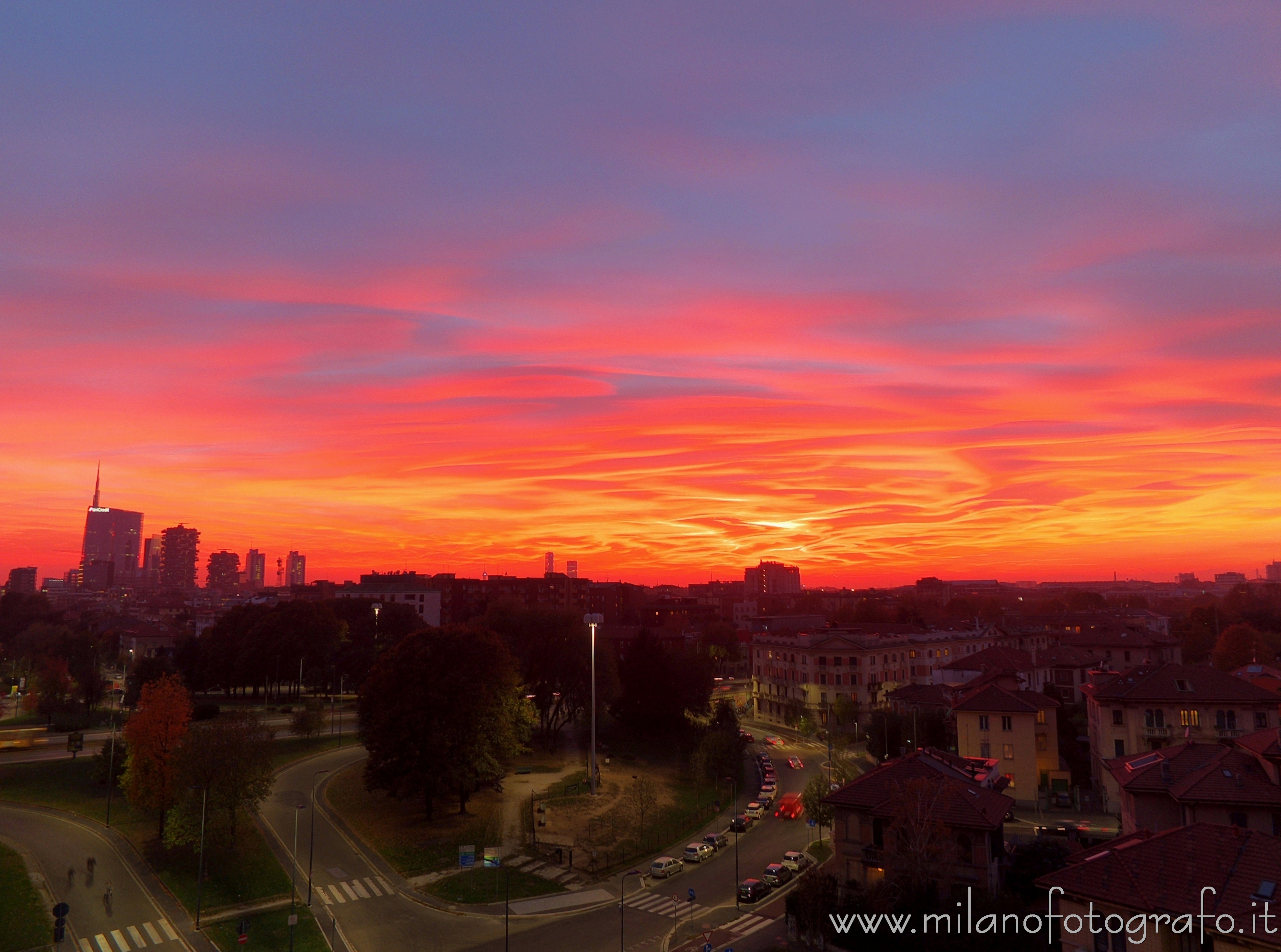 Milan (Italy) - Sunset over Milan seen from my home